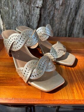 Women's Jolie Society Metallic Gold Braided Slide Sandals
